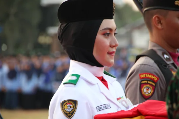 中爪哇 印度尼西亚 2019年8月17日 帕斯基布拉卡 独立日印尼升旗者 — 图库照片