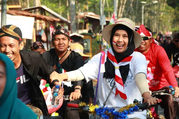 Batang Java Central Indonésia Agosto 2019 Desfile Bicicleta Comemora Dia — Fotografia de Stock