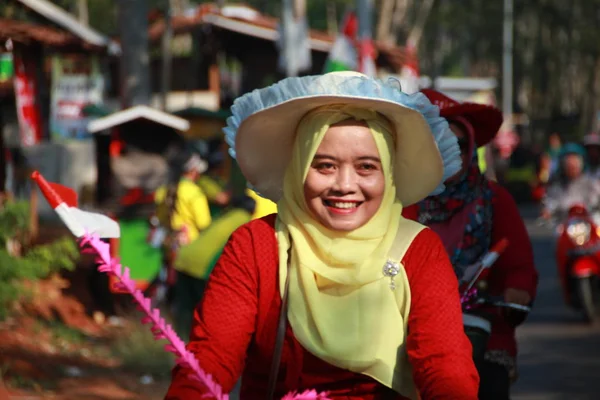 Batang Java Central Indonesia Agosto 2019 Desfile Bicicletas Conmemora Día —  Fotos de Stock