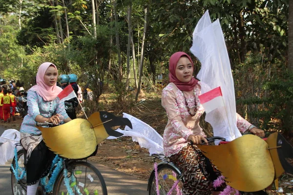 Batang Java Central Indonésia Agosto 2019 Desfile Bicicleta Comemora Dia — Fotografia de Stock