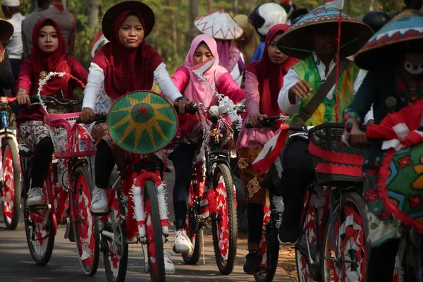 Batang Java Central Indonésia Agosto 2019 Desfile Bicicleta Comemora Dia — Fotografia de Stock