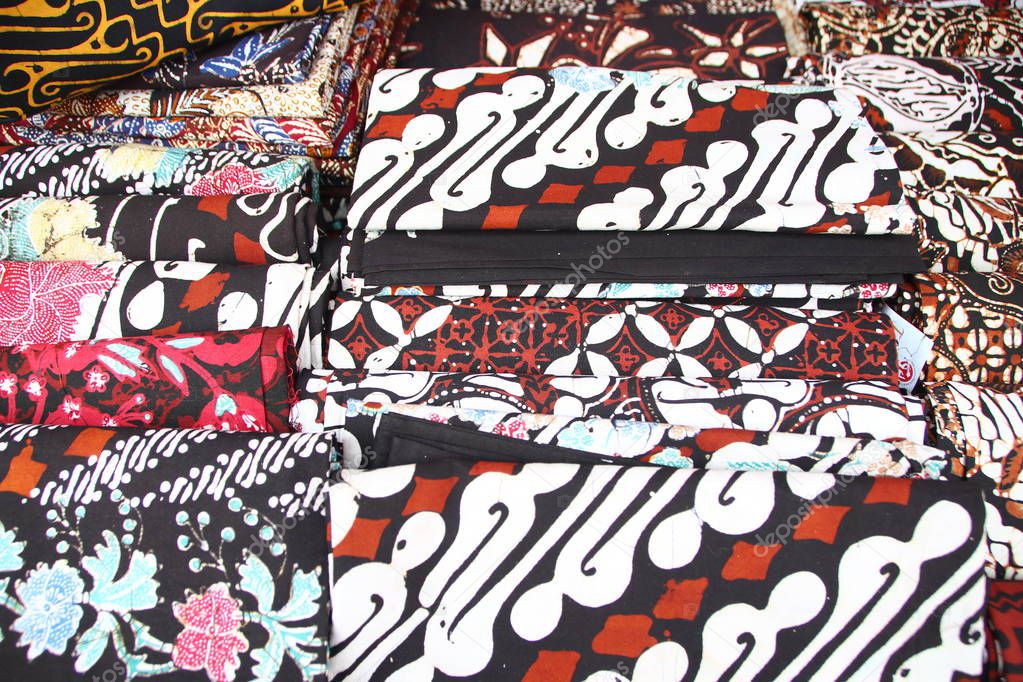 Close look of popular fabrics in Indonesia called Batik, this is made of natural colors