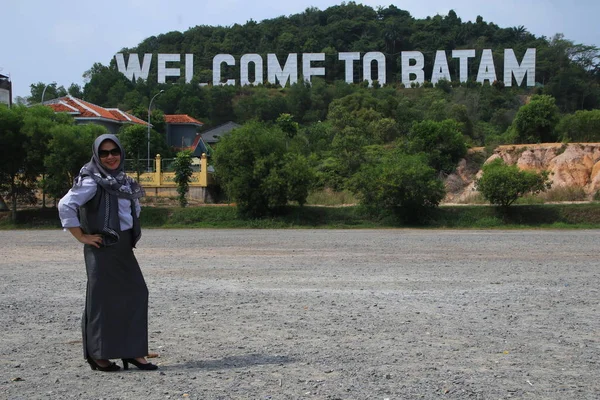 Välkommen Till Batam Batam Indonesien Augusti 2019 Stort Välkomnande Ord — Stockfoto