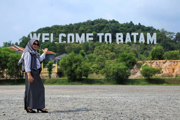 Добро Пожаловать Индонезийский Остров Батам Августа 2019 Года Большое Приветствие — стоковое фото