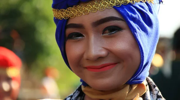 Pekalongan Indonesia October 2019 Beautiful Women Handsome Men Participate Wearing — Stock Photo, Image