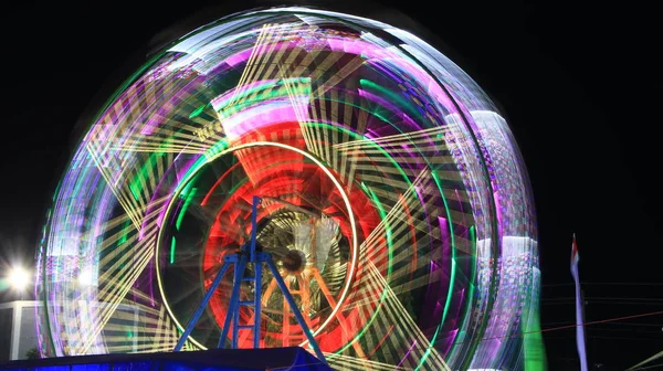 Illuminated Lights Swings Long Shutter Ferris Wheel Batang Expo Batang — Stock Photo, Image