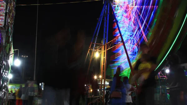 Illuminated Lights Swings Long Shutter Ferris Wheel Batang Expo Batang — Stock Photo, Image