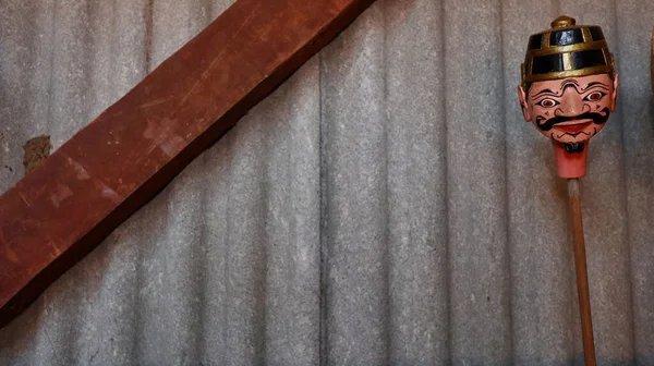 Μια Επιλεκτική Εικόνα Εστίασης Wayang Golek Μορφή Μιας Ξύλινης Σκαλιστά — Φωτογραφία Αρχείου
