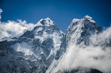 Nepal Everset için Trek dan Ama Dablam güzel görünümü. Himalayalar. 
