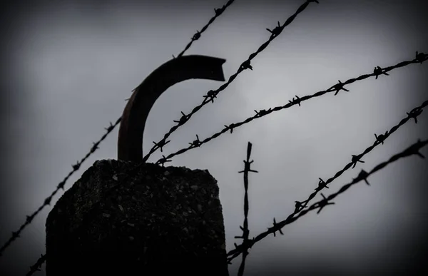 Barbed wire walls of Dachau concentration camp