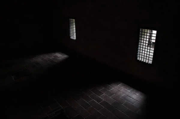 Piso e janelas da Câmara de Gás em Dachau — Fotografia de Stock