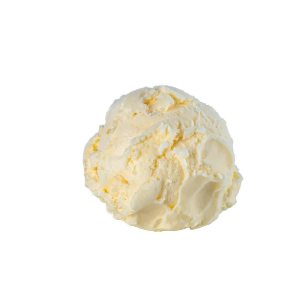 Una bola de helado de frutas cremosas amarillas sobre un fondo blanco Fotos De Stock Sin Royalties Gratis