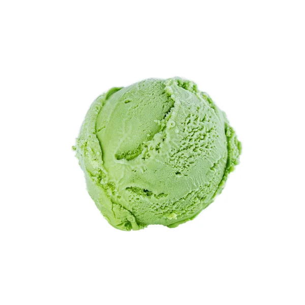 Una bola de cremoso helado de frutas verde sobre un fondo blanco Imagen De Stock