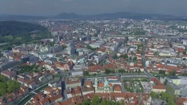 Einzigartige Aussicht Auf Die Hauptstadt Sloweniens Ljubljana Seiner Ganzen Schönheit — Stockvideo