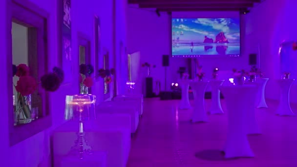 Luogo Sorprendente Grazioso Decorato Attesa Che Inizi Evento Serale Gala — Video Stock