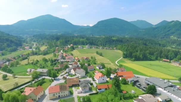 Beautiful Panorama Sunny Day Can See Nice Village Surrounging Hills — Stock Video