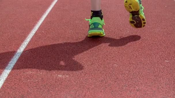 Imágenes Niños Comienzan Correr Sprint Estadio Deportes Escuela — Vídeos de Stock