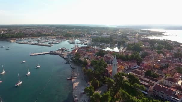 Вид Залив Новиград Хорватии Высоты Птичьего Полета — стоковое видео