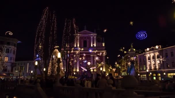 Празднование Рождества Нового Года Центре Лилля Словения — стоковое видео