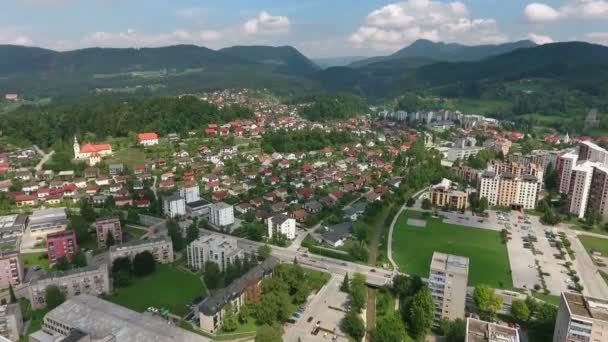 Nice Petite Ville Velenje Slovénie Avec Beaucoup Blocs Appartements Entouré — Video