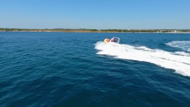 Speedboat Winding Open Sea — Stockvideo