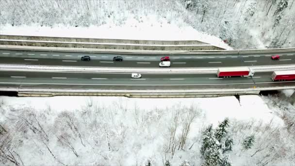 Slovenya Nın Ortasında Bir Otoyolda Trafik Gözlemlemek Havadan Ateş Her — Stok video