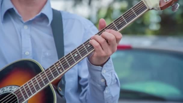 Suonare Una Chitarra Matrimonio Band Sta Suonando Musica Folk — Video Stock