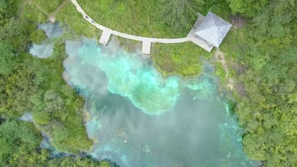 Small Lakes Diferent Colours Aerial Shot Slovenia Gorgeous Place All — Stock Video