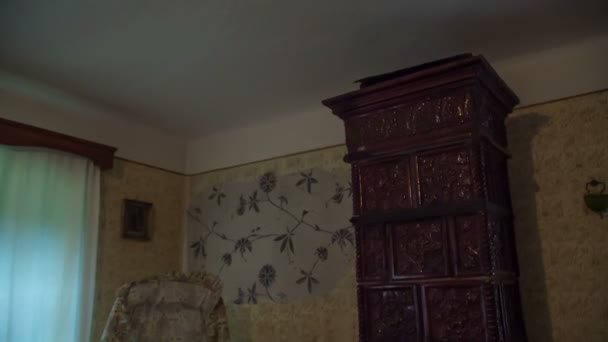 Wir Können Alte Ofen Sehen Dies Ist Einem Altmodischen Haus — Stockvideo