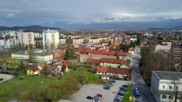 Big City Daytime Aerial Shot Sun Shining — Stock Video