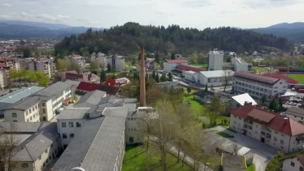 Some Buildings Town Also Some Green Parks Hills Middle Town — Stock Video