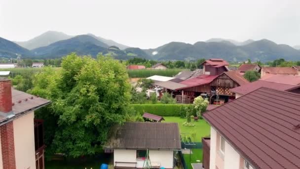 Pozorování Dechberoucí Povahy Uprostřed Slovinska Všechno Zelené Kvetoucí Letecký Snímek — Stock video