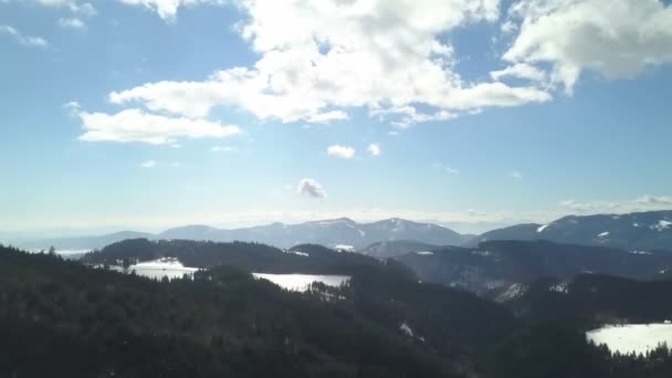 Beautiful View Top Hill Sun Shining Snow Still Covering Beautiful — Stock Video