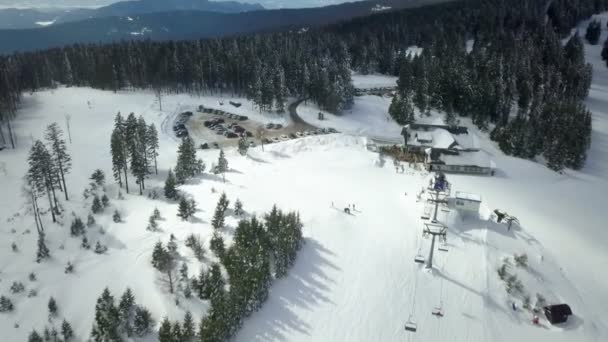 Ski Resort Nice Day Winter Time Nature Covered Snow — Stock Video