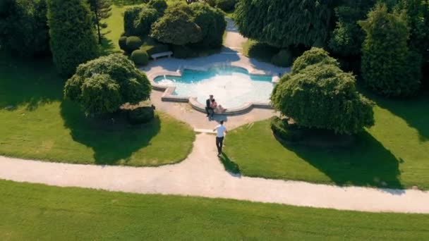 Centro Dei Famosi Giardini Sloveni Trova Una Bella Fontana Colore — Video Stock