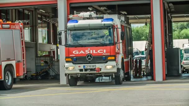 Domzale Slovenia Luglio 2018 Filmato Dell Allenamento Della Squadra Antincendio — Video Stock