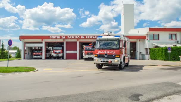 Domzale Eslovenia Julio 2018 Imágenes Del Entrenamiento Del Equipo Bomberos — Vídeos de Stock