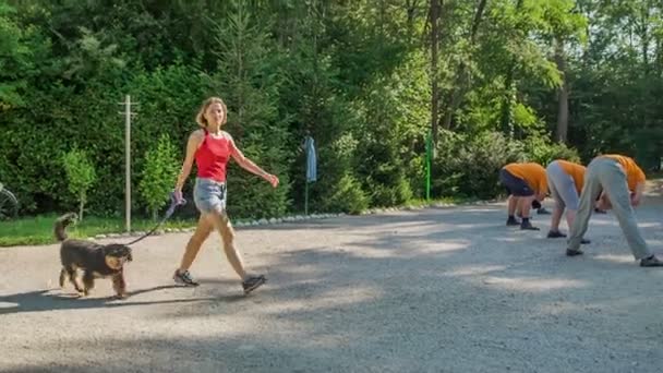 Aktive Menschen Trainieren Gemeinsam Freien Ist Ein Schöner Sommertag Eine — Stockvideo