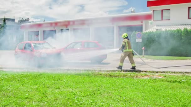 Domzale Eslovenia Julio 2018 Imágenes Del Entrenamiento Del Equipo Bomberos — Vídeos de Stock