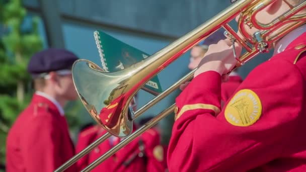 Domzale Slowenien Juni 2018 Musikband Spielt Während Der Ferien Auf — Stockvideo