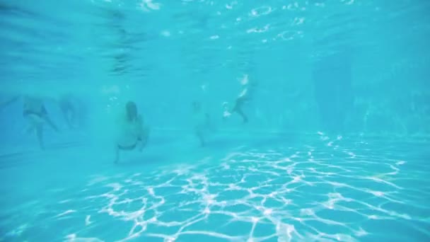 Domzale Slovenia 2015年06月スイミングプールに1人ずつ泳いでいます 夏の時間で屋外にいることを楽しむ — ストック動画