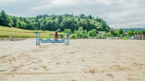 Nous Pouvons Voir Une Arène Équestre Une Belle Campagne Arrière — Video