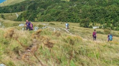 Bazıları yukarı çıkıyor, diğerleri de aşağı iniyor. Hava güneşli..