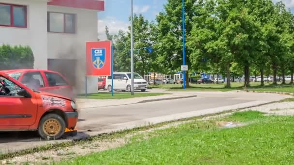 Domzale Slovenien Juli 2018 Bilder Brandmansutbildning — Stockvideo