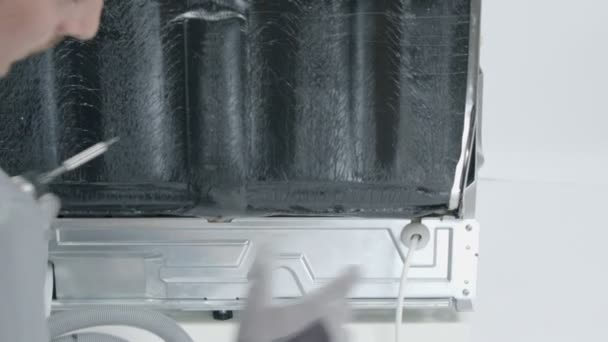サービスセンターでの洗濯機のクローズアップ映像 — ストック動画