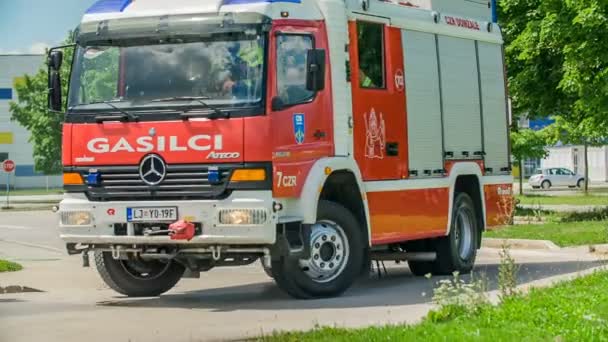 Domzale Slovenia Luglio 2018 Filmato Dell Allenamento Della Squadra Antincendio — Video Stock