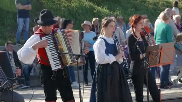 Domzale Słowenia Czerwca 2018 Materiał Filmowy Osób Świętujących Wakacje Rynku — Wideo stockowe