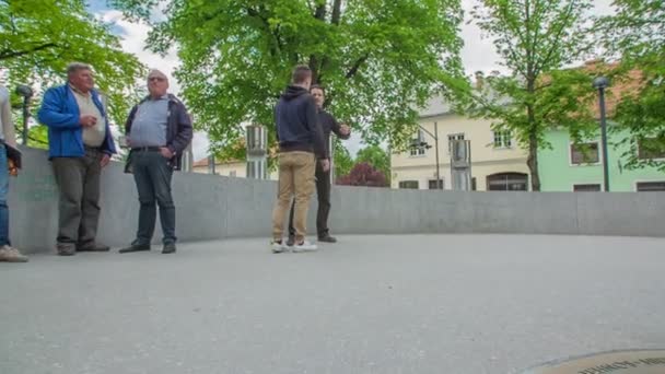 Zalec Slovénie Juin 2017 Une Fontaine Vert Dresse Dans Parc — Video