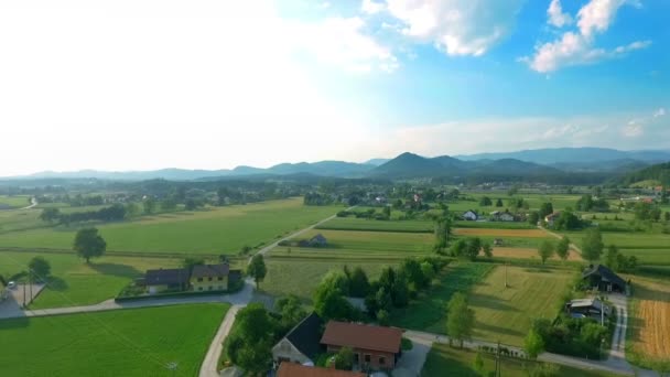 Повітряні Кадри Красивого Аграрного Поля Сонячний День — стокове відео