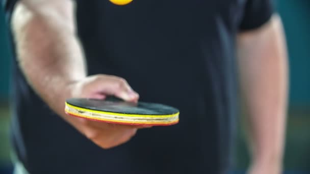 Bir Öğretmen Öğrencilerine Tek Eliyle Nasıl Masa Tenisi Oynanacağını Gösteriyor — Stok video